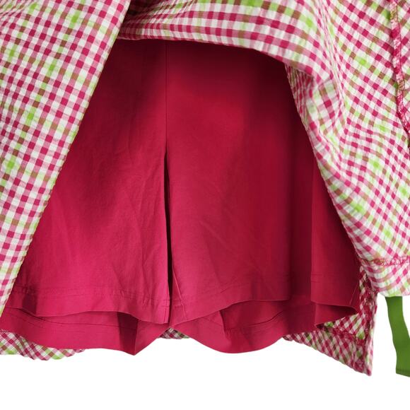 SALE Liz Golf Pink & Green Plaid Skort with Ribbon Trim and Under Shorts - Picture 3 of 4